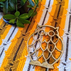 Vintage 70's Owl Pot Stand